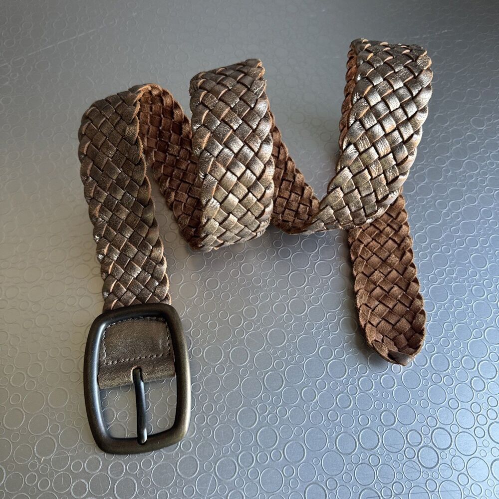 Fossil Womens Braided Rose Gold Metallic Leather Woven Boho - Size M BT4493711